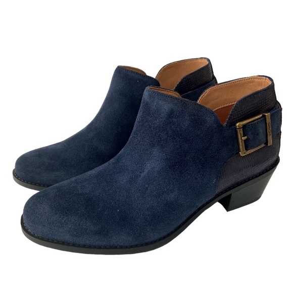 VIONIC Ama Blue Suede Round Toe Ankle Booties Water Resistant 9-1/2 Medium - Picture 2 of 12
